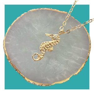 Seahorse Necklace Gold Plated Pendant & Cable Chain Fashion Jewelry for Layering